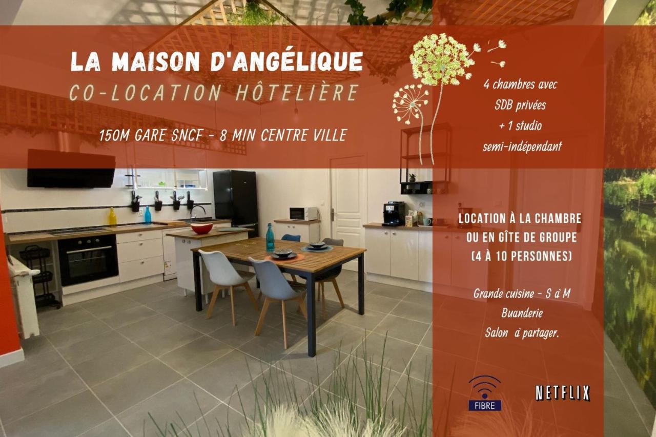 La Maison D'Angelique - Colocation Hoteliere A 150M Gare Tgv- Grande Cuisine Equipee & Salon - Fibre - Netflix Ниор Екстериор снимка