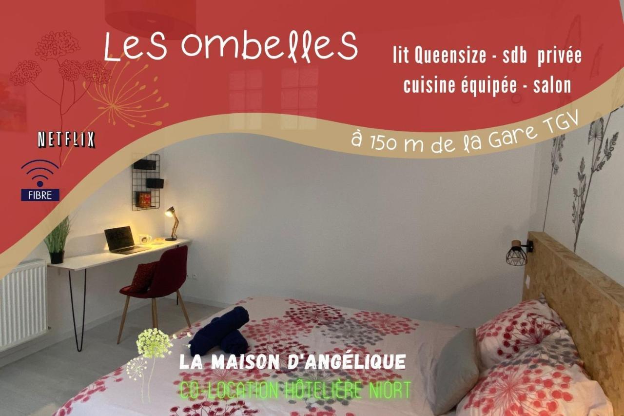 La Maison D'Angelique - Colocation Hoteliere A 150M Gare Tgv- Grande Cuisine Equipee & Salon - Fibre - Netflix Ниор Стая снимка